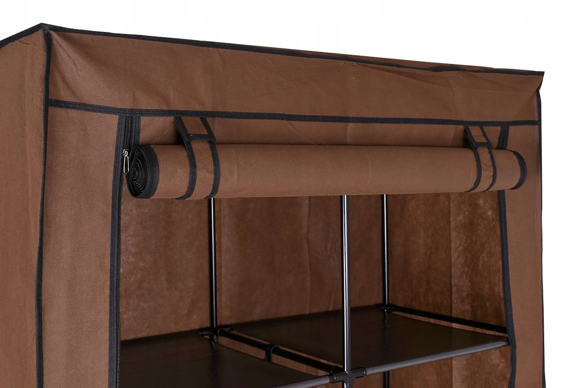Armoire en tissu avec 6 étagères Mira - marron foncé