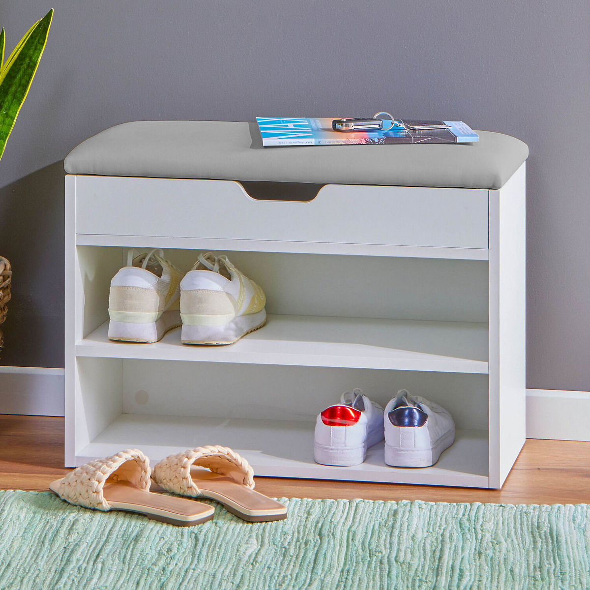 Armoire étagère banc à chaussures avec siège