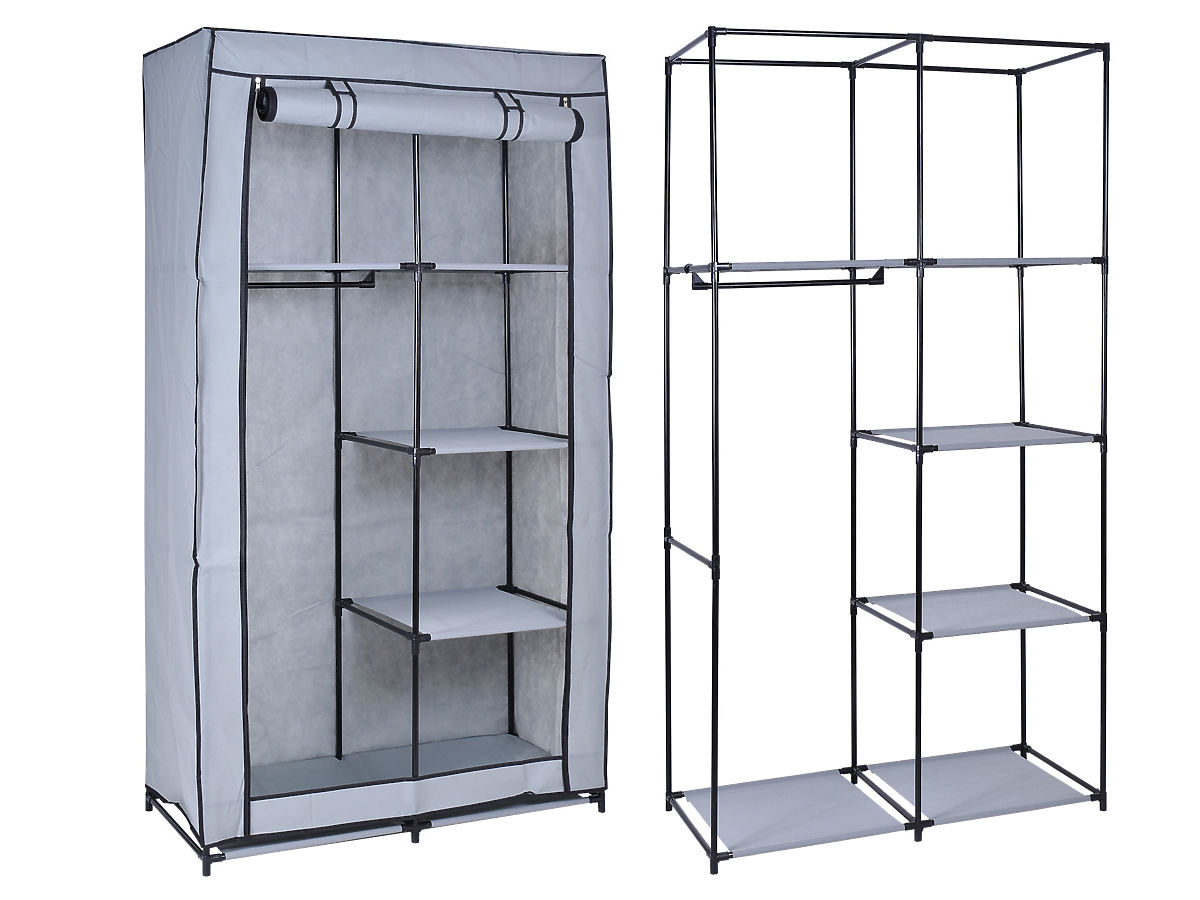 Armoire textile avec 6 étagères Mira - gris