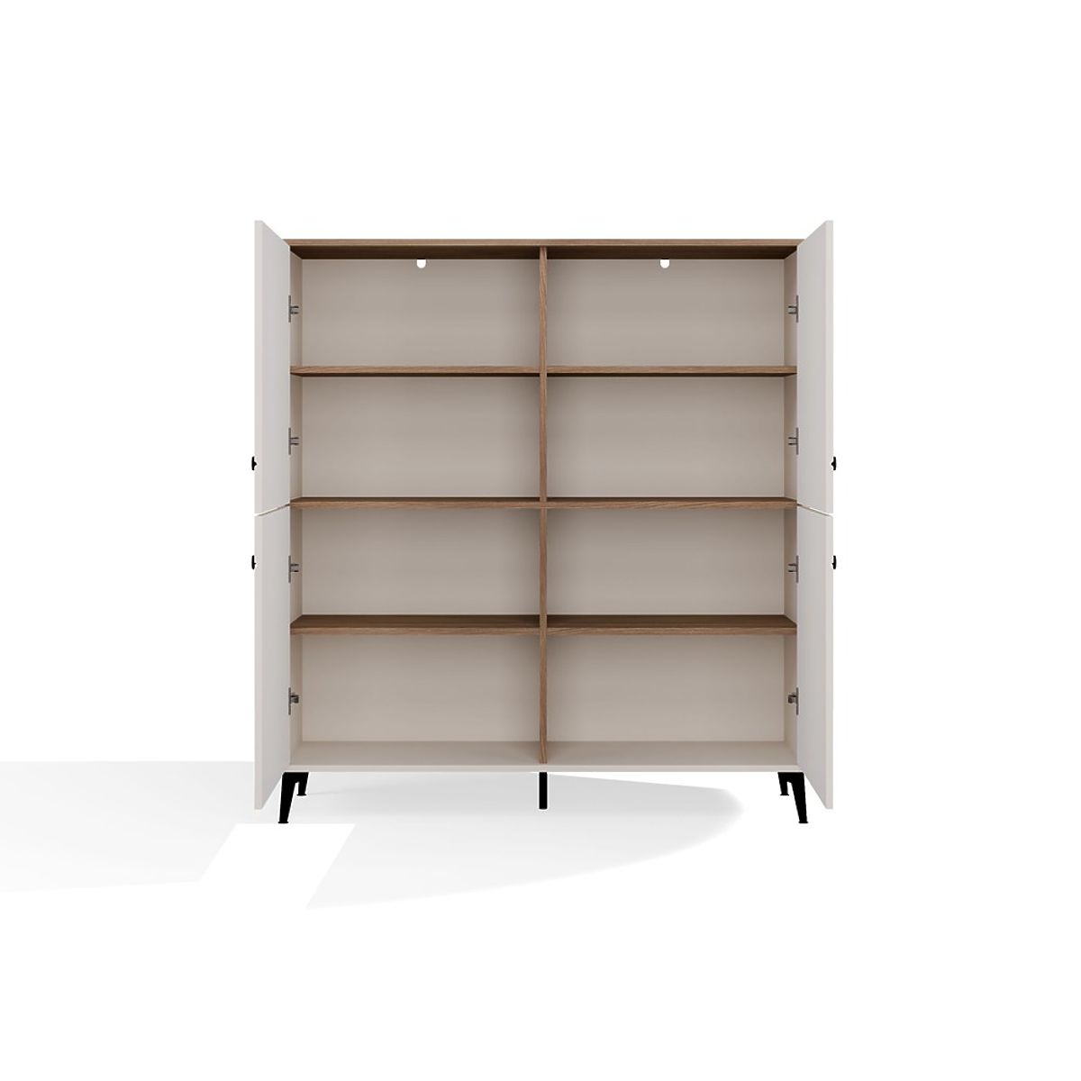 Commode POINT 4D Cachemire Beige Chêne Castello Armoire 4 Portes 8 Étagères pour Salon
