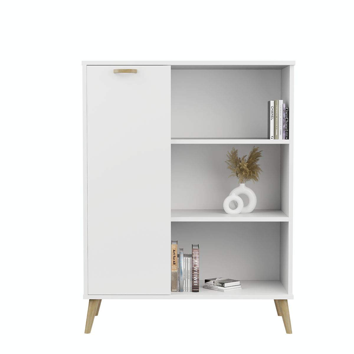 Étagère armoire Fondi blanche, style scandinave