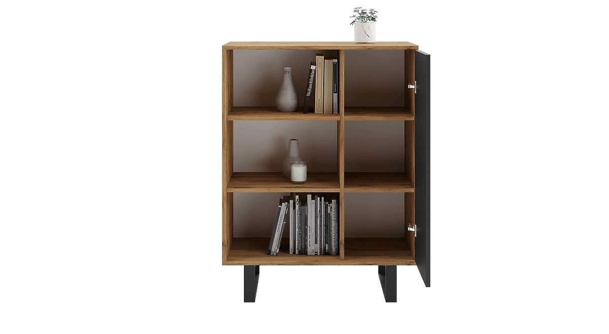 Étagère armoire Fondi chêne craft doré - noir, style loft