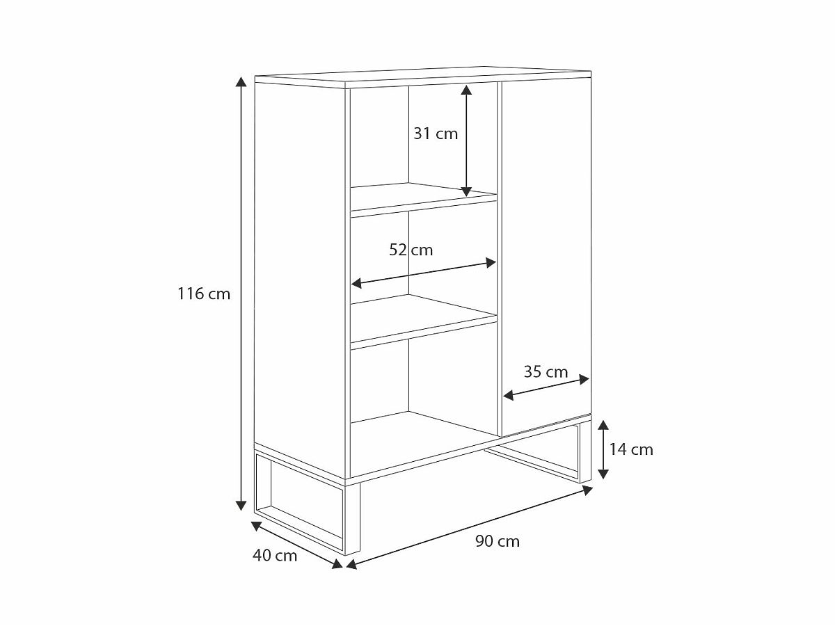 Étagère armoire Fondi chêne craft doré - noir, style loft