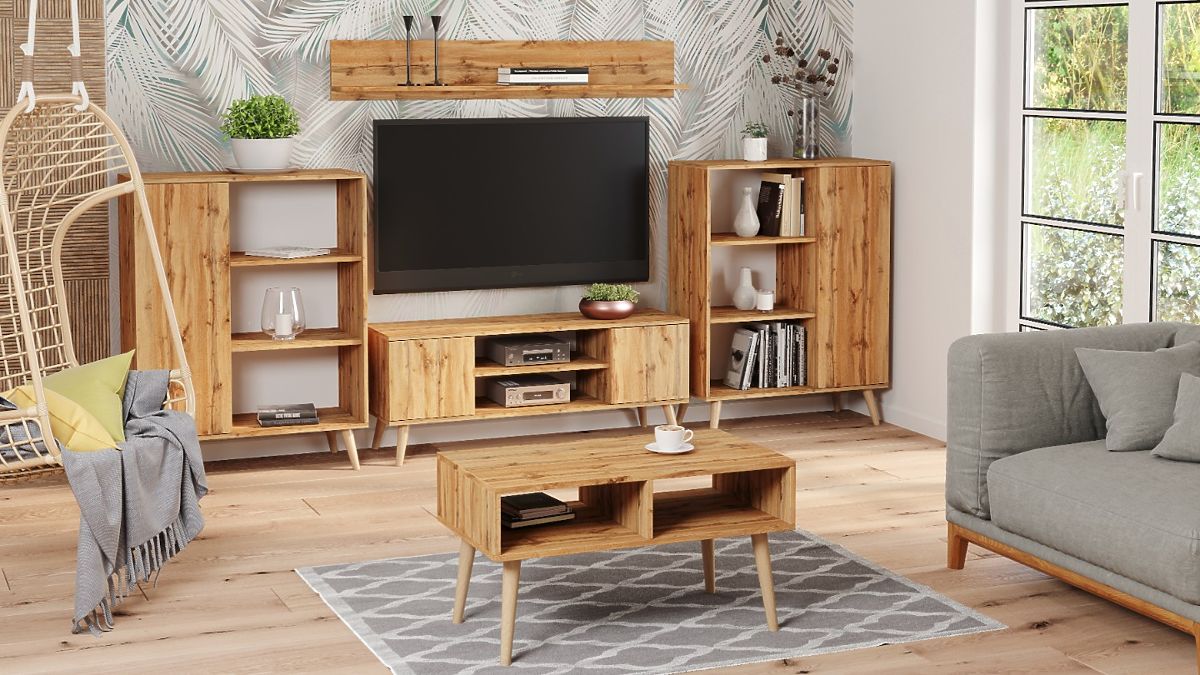 Étagère armoire Fondi chêne doré craft, style scandinave