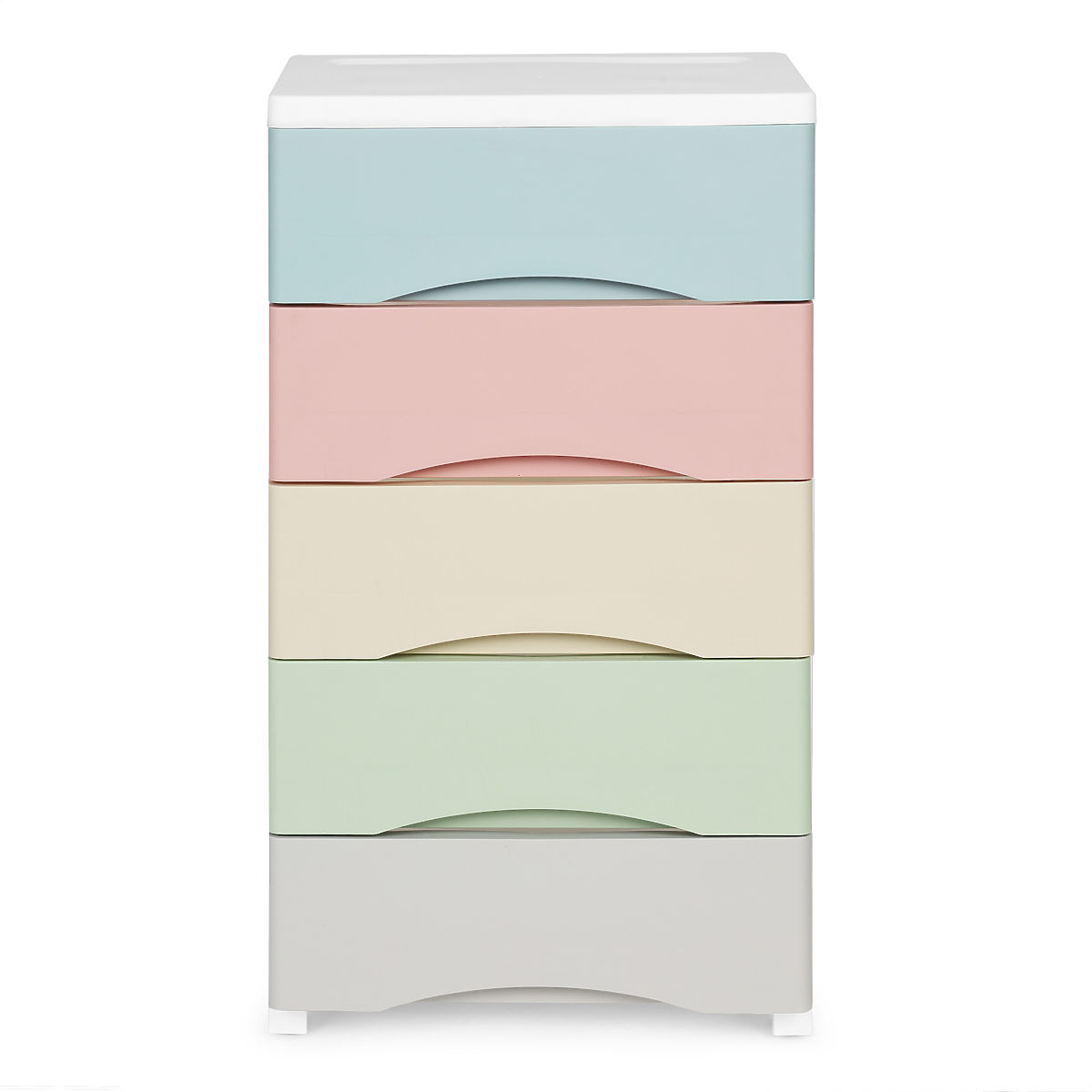 Étagère avec 5 tiroirs coulissants, pieds à roulettes, tiroirs colorés ModernHome