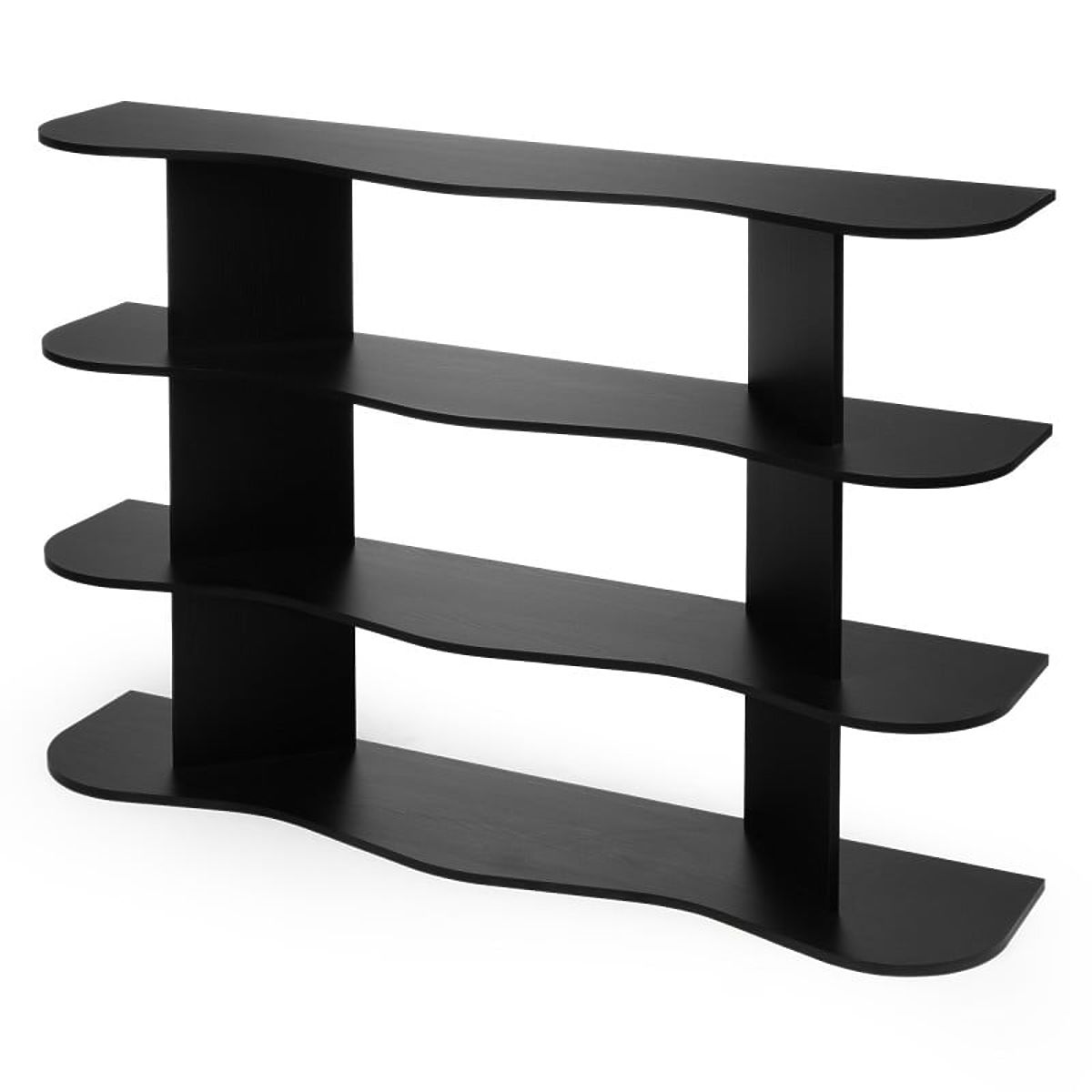 Étagère basse Reo, noire, ondulée