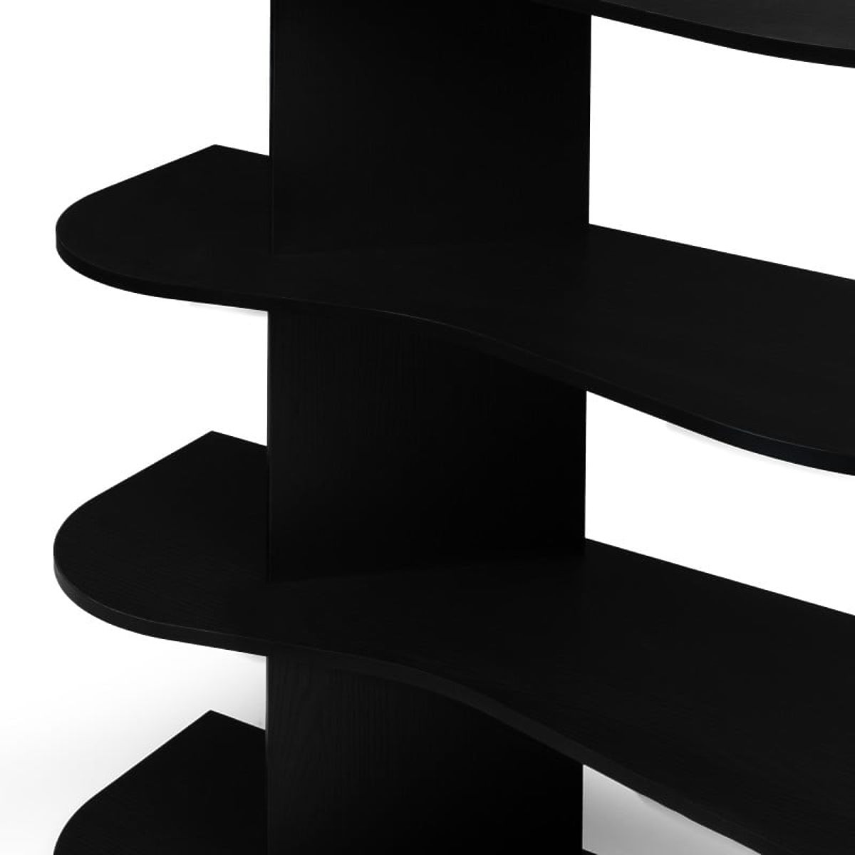 Étagère basse Reo, noire, ondulée
