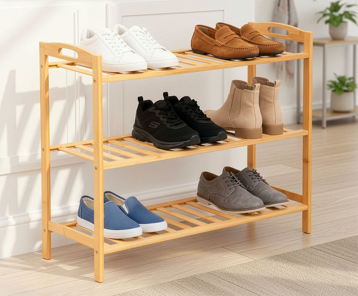 Étagère à chaussures en bambou 3 niveaux Astaria