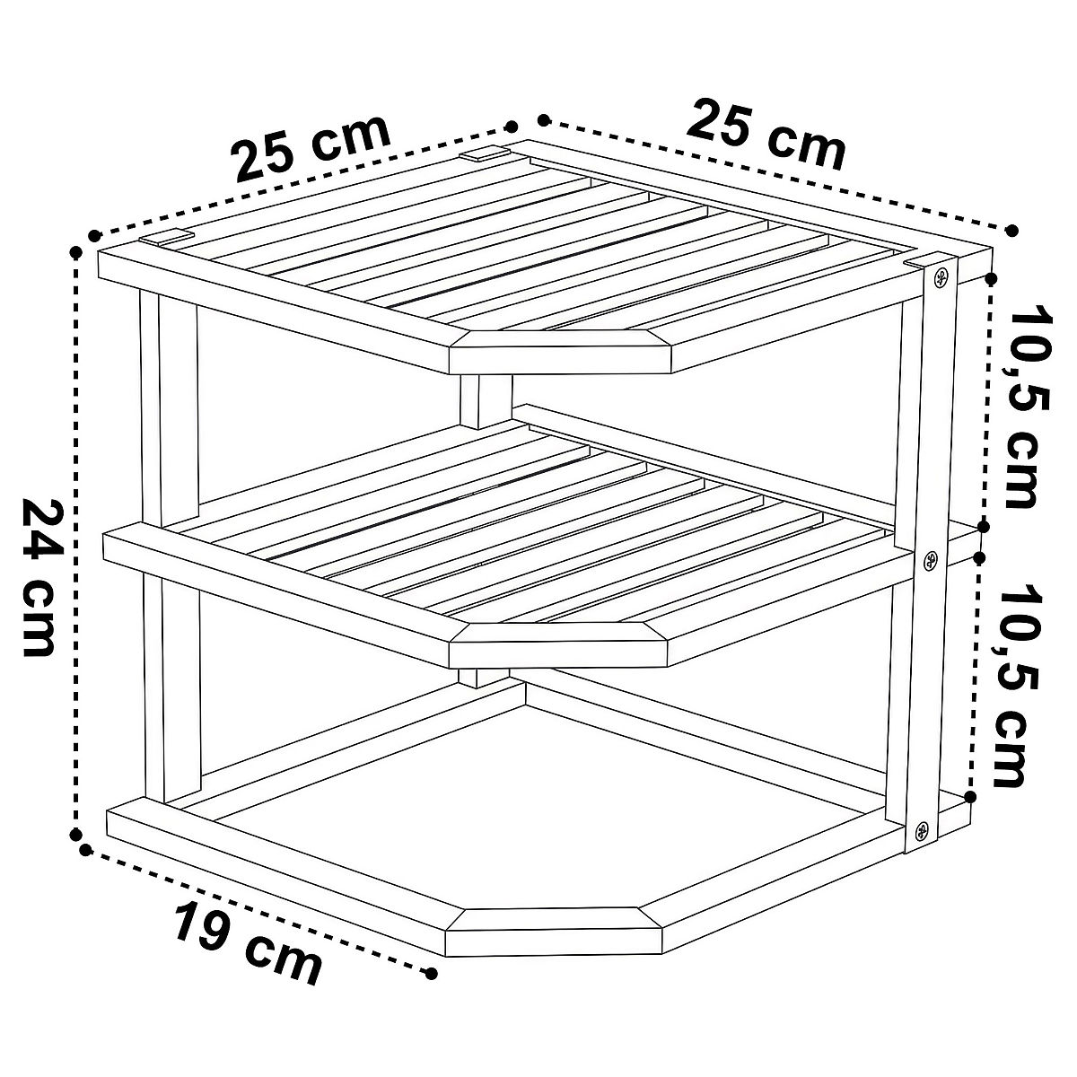 Étagère d'angle de cuisine en bambou DEDAL