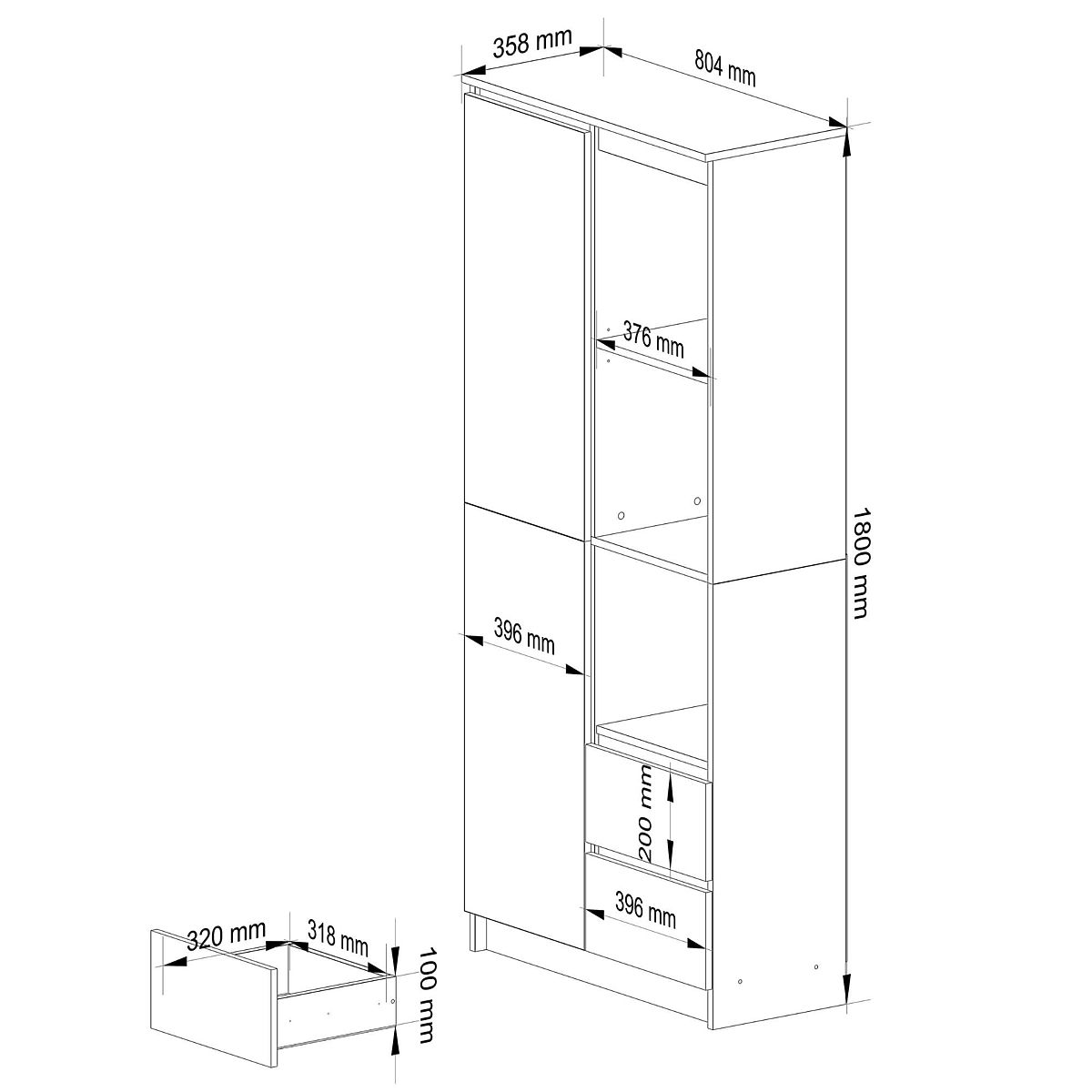 Étagère de bureau R 80 cm CLP R11 PK BLANC / BLANC BRILLANT