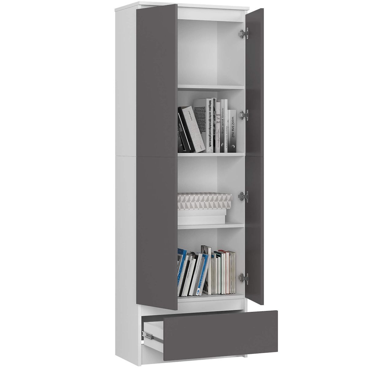 ÉTAGÈRE FERMÉE R60 2D 1SZ CLP PK BLANC / GRIS