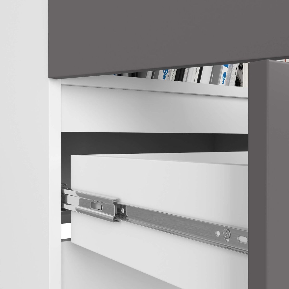 ÉTAGÈRE FERMÉE R60 2D 1SZ CLP PK BLANC / GRIS