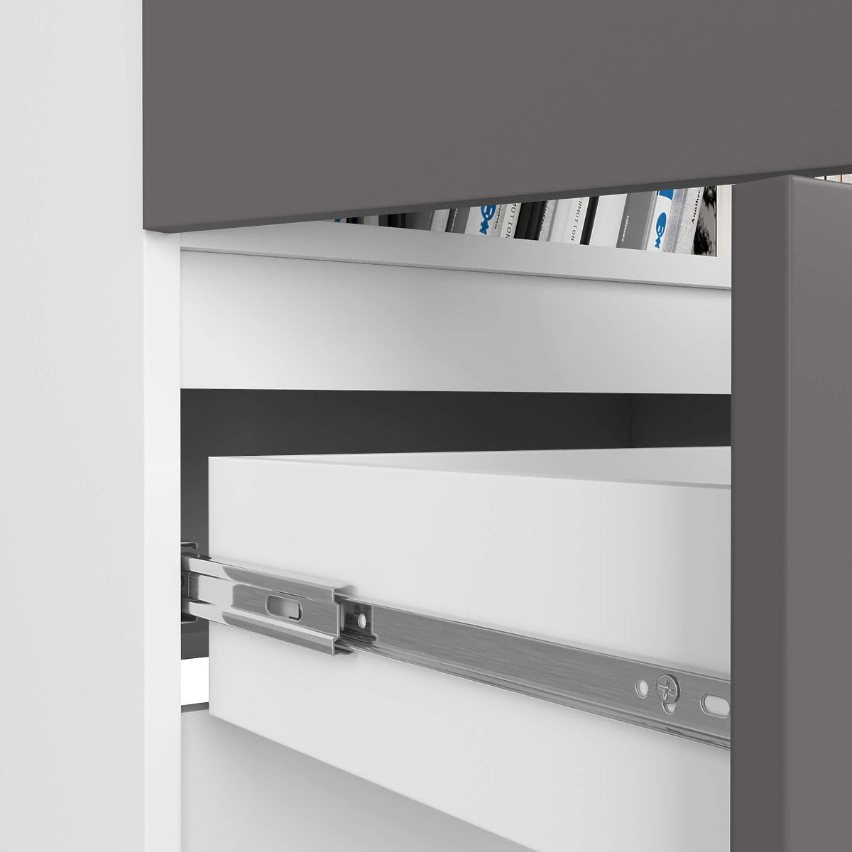 ÉTAGÈRE FERMÉE R60 2D 1SZ CLP PK BLANC / GRIS