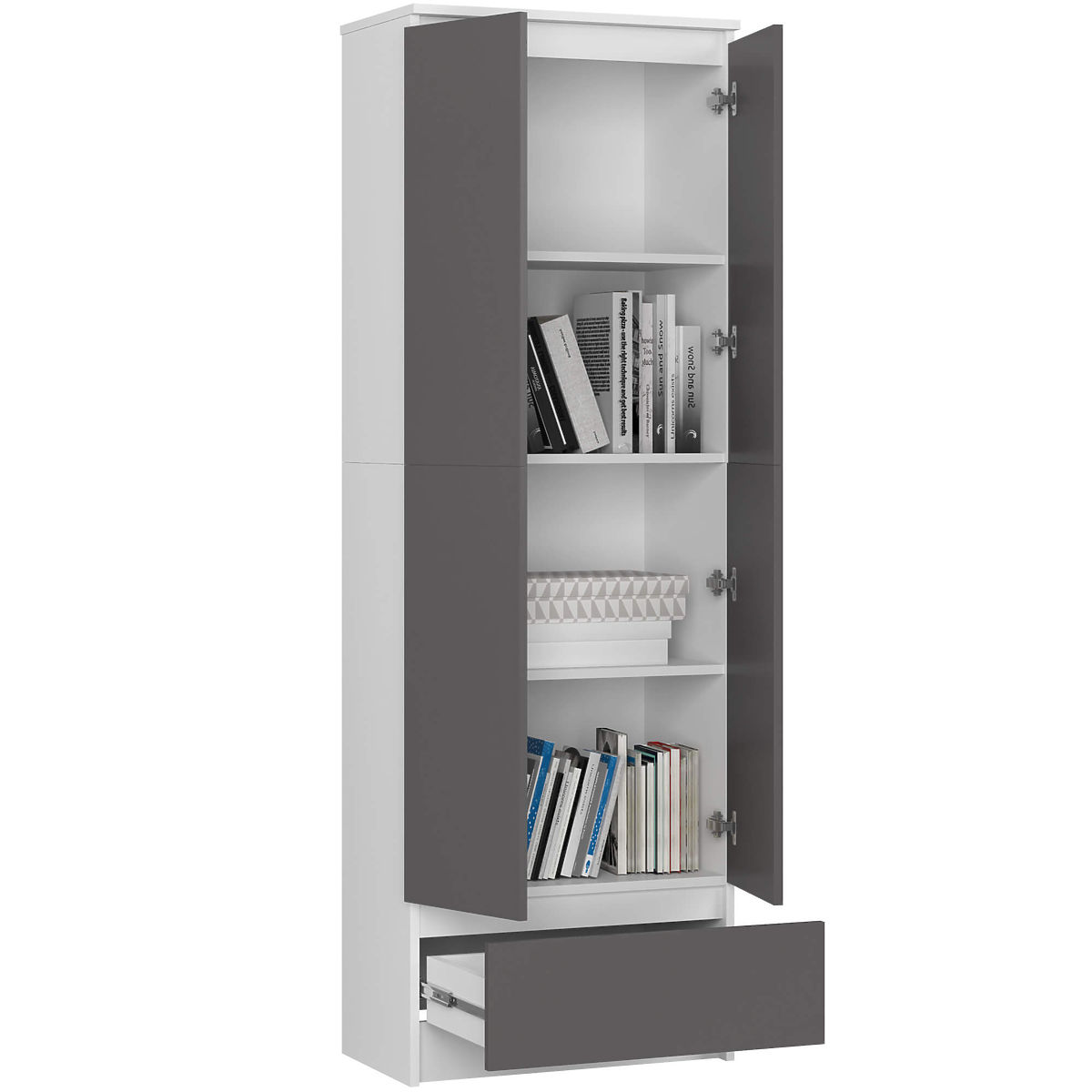 ÉTAGÈRE FERMÉE R60 2D 1SZ CLP PK BLANC / GRIS