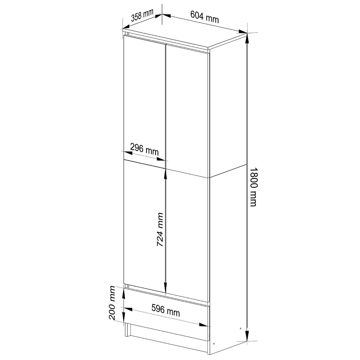 ÉTAGÈRE FERMÉE R60 2D 1SZ CLP PK CHÊNE SONOMA