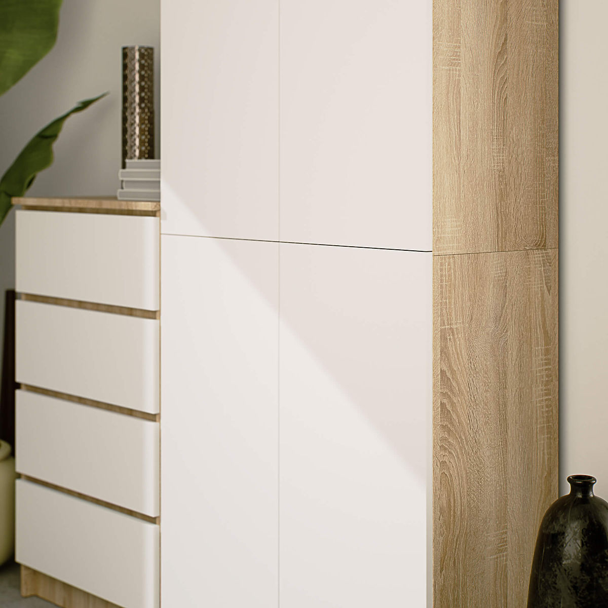 ÉTAGÈRE FERMÉE R80 2D 8P CLP CHÊNE SONOMA / BLANC