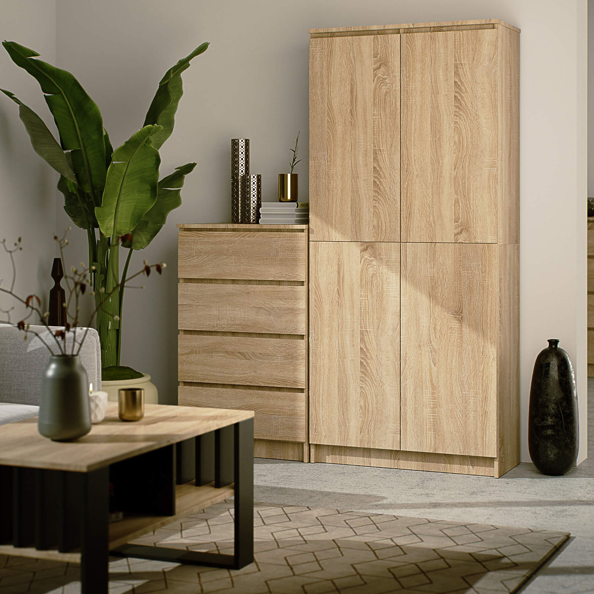 ÉTAGÈRE FERMÉE R80 2D 8P CLP CHÊNE SONOMA