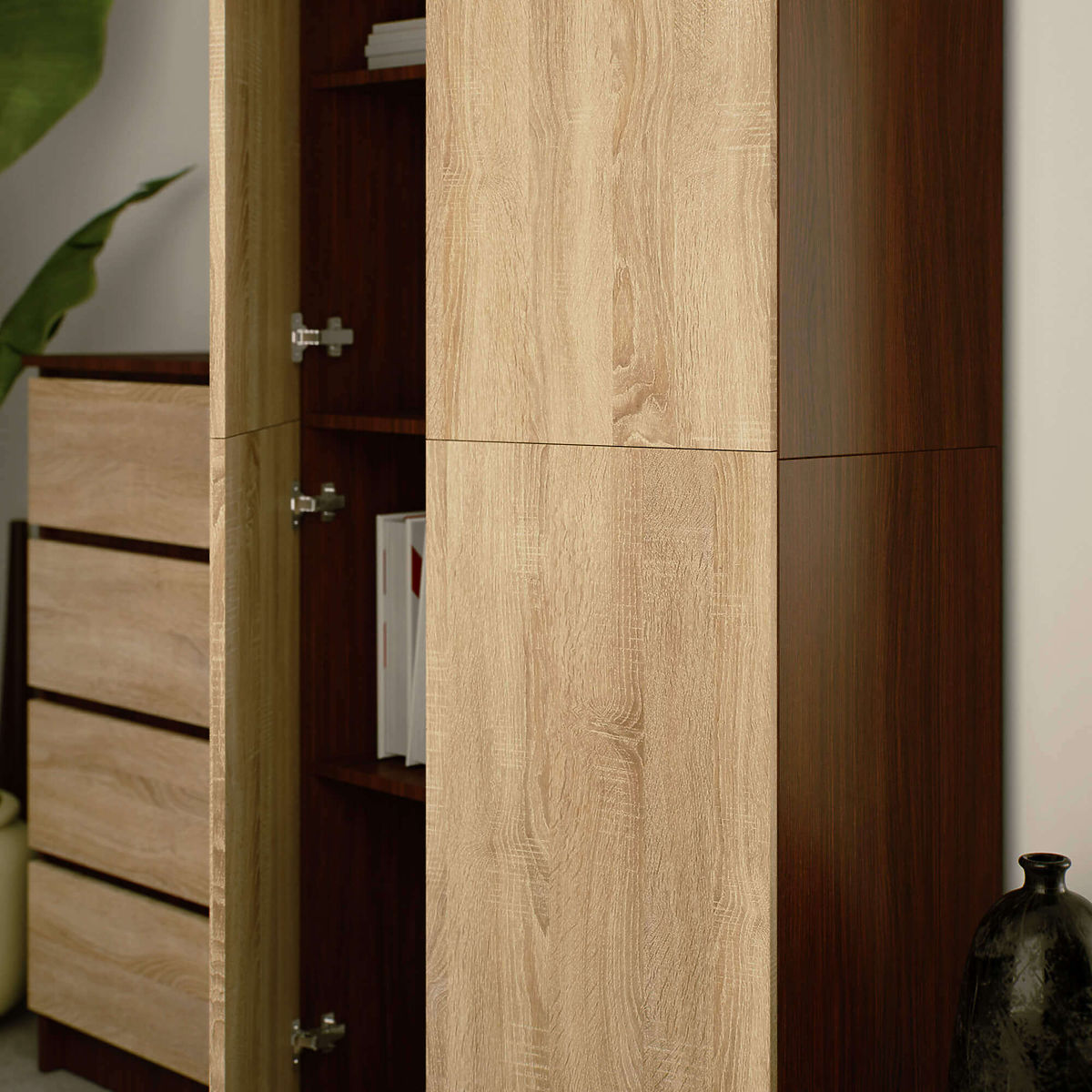 ÉTAGÈRE FERMÉE R80 2D 8P CLP WENGE / SONOMA