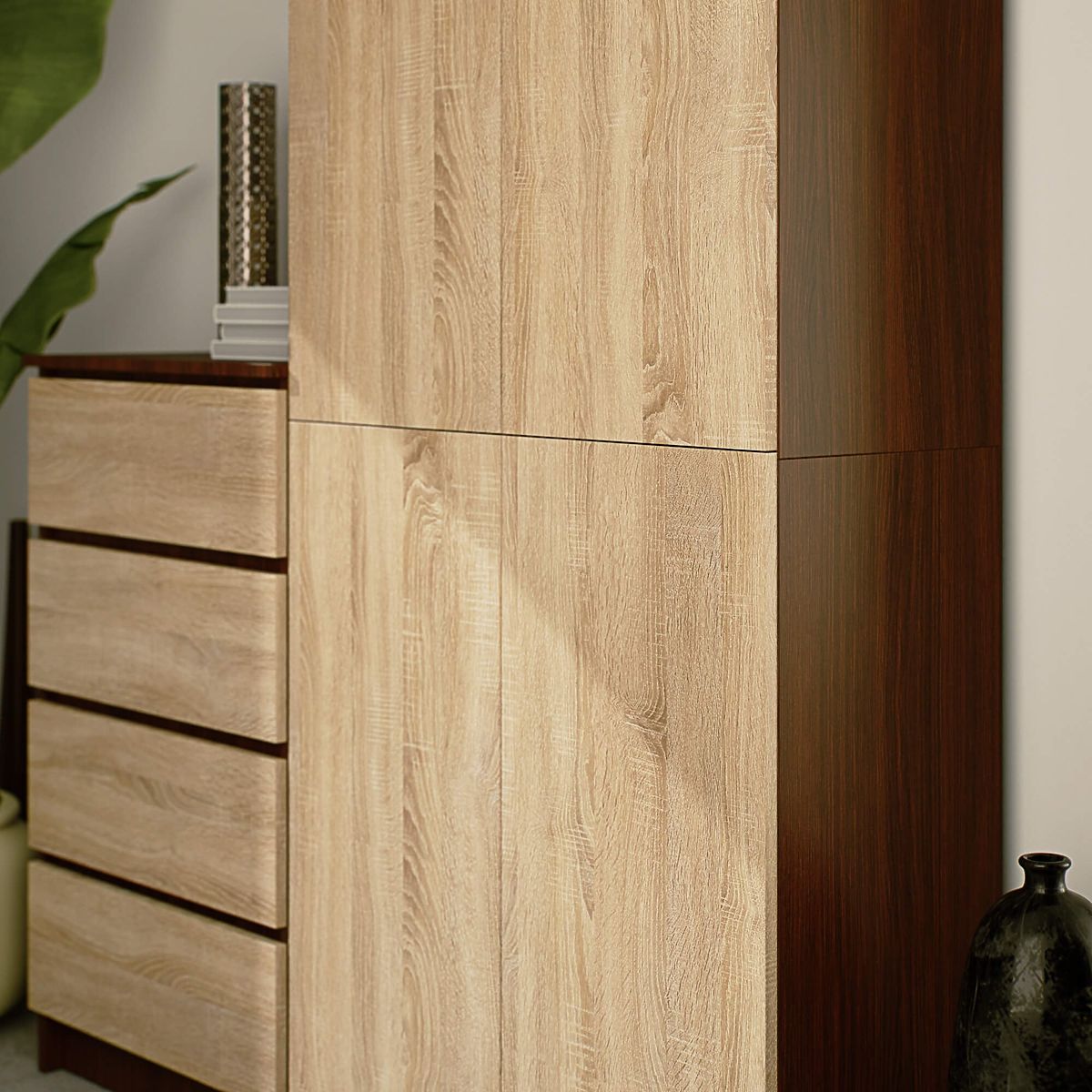 ÉTAGÈRE FERMÉE R80 2D 8P CLP WENGE / SONOMA