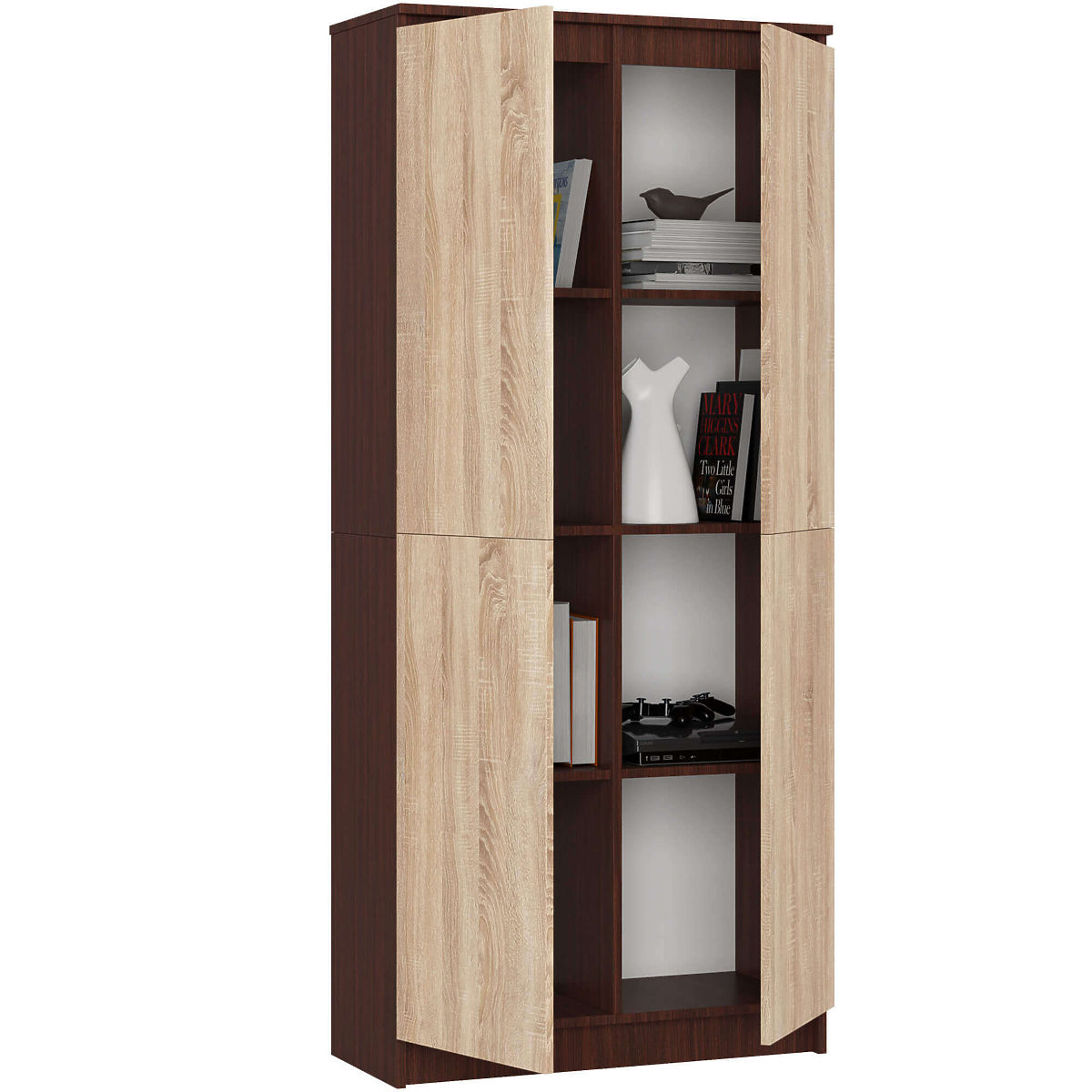 ÉTAGÈRE FERMÉE R80 2D 8P CLP WENGE / SONOMA