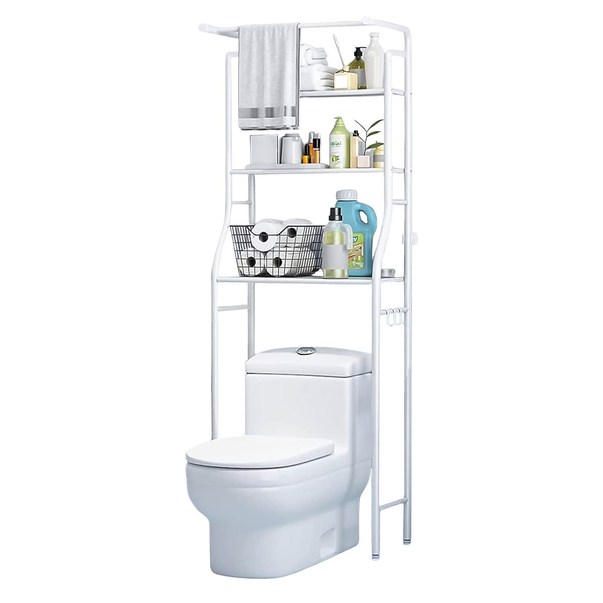Étagère haute de WC pour salle de bain au-dessus des toilettes 3 étagères structure en aluminium