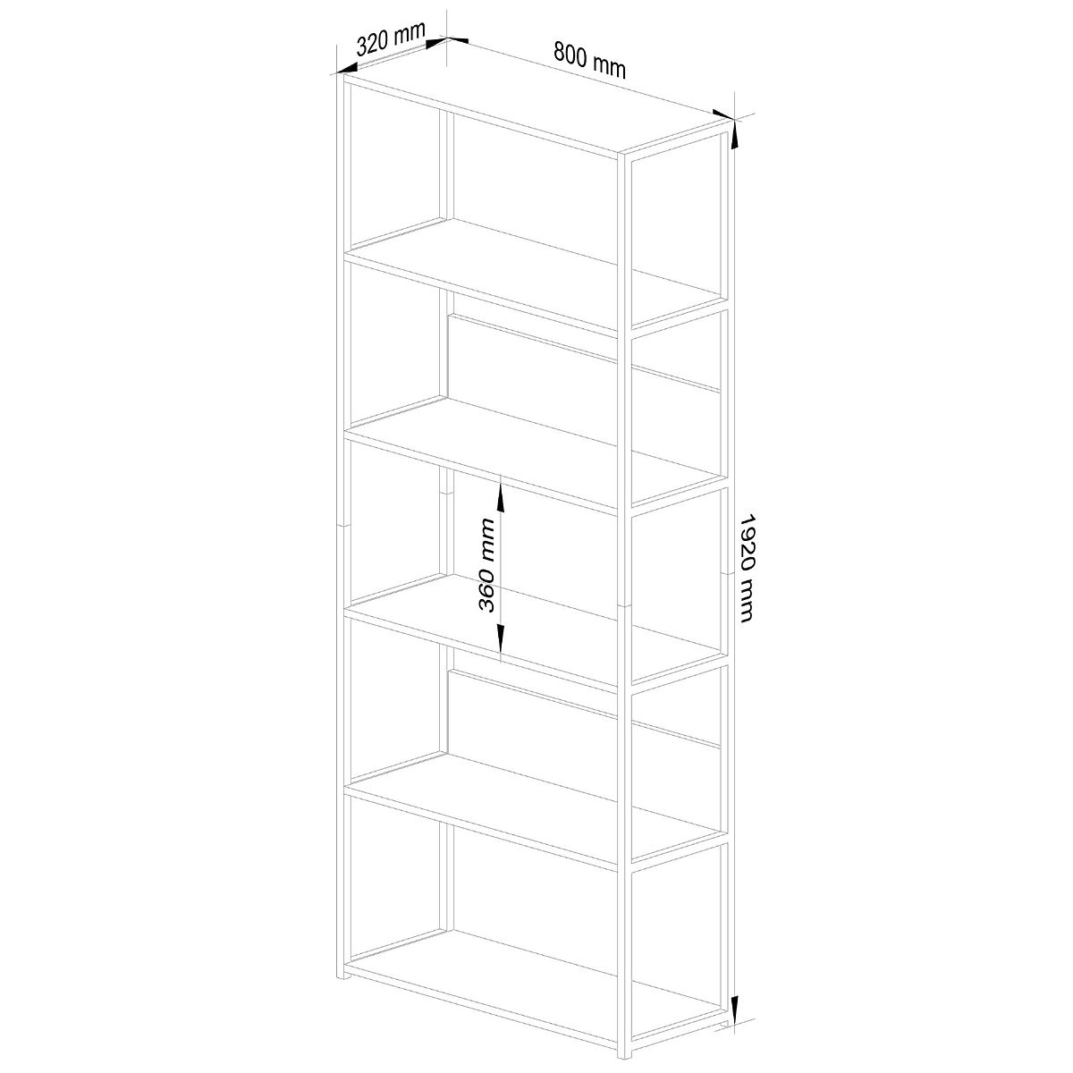 Étagère loft en métal 80 cm - blanc-chêne sonoma - 6 étagères