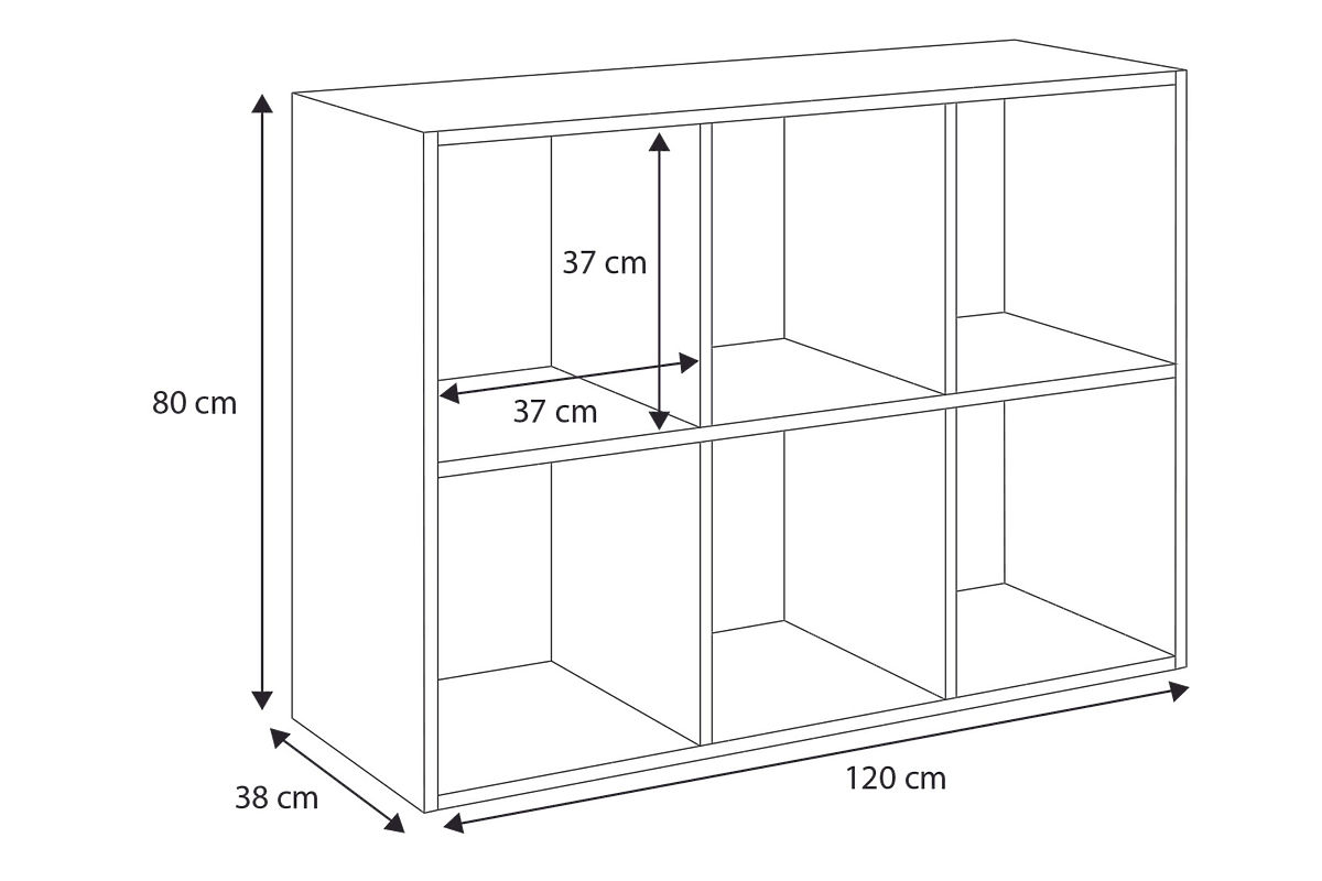 Étagère Loni 2x3 grise 1 pièce