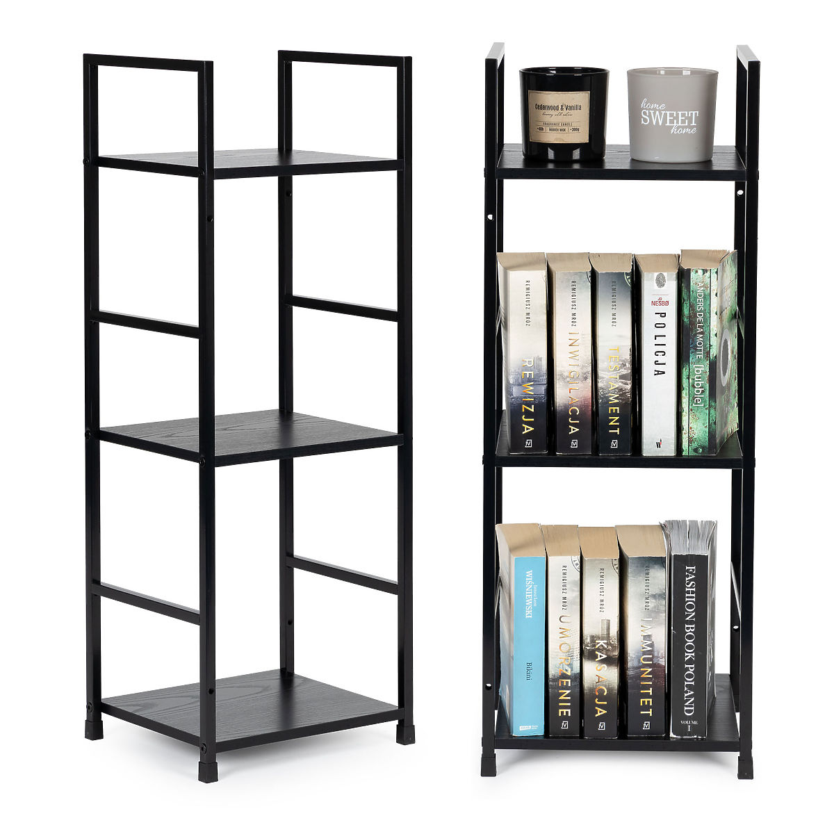 Étagère moderne en bois avec cadre métallique LOFT 3 étagères noir