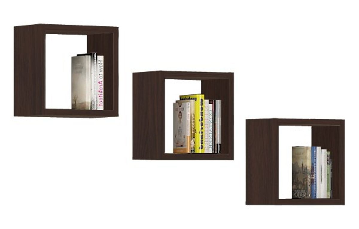 ÉTAGÈRE MURALE K 25x25cm ENSEMBLE DE 3pcs WENGE