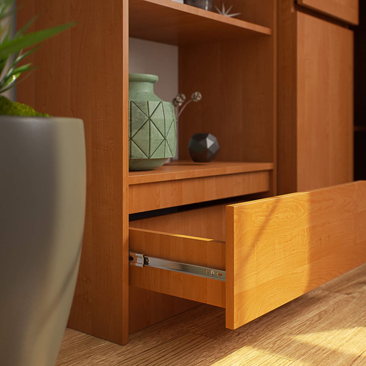 ÉTAGÈRE R 60 cm CLP 1 TIROIR 4 ÉTAGÈRES PK AULNE