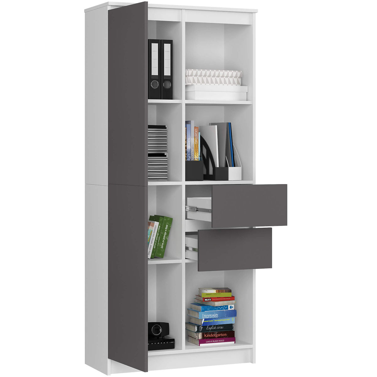 ÉTAGÈRE R15 R80 1D 2SZ CLP PK BLANC / GRIS