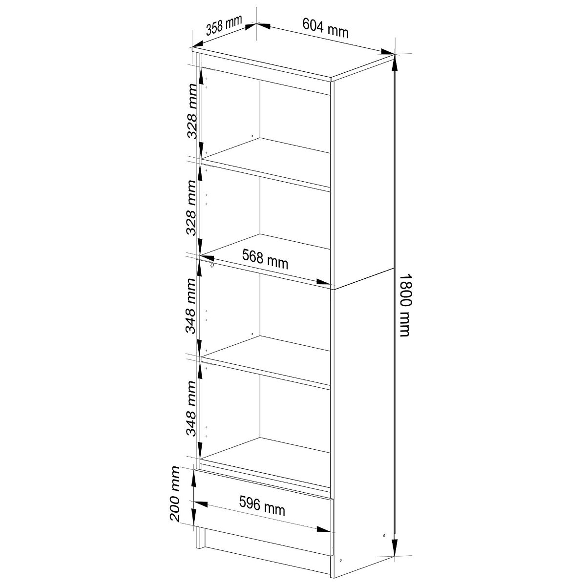 ÉTAGÈRE R60 1TI 4P CLP PK BLANC / BLANC BRILLANT