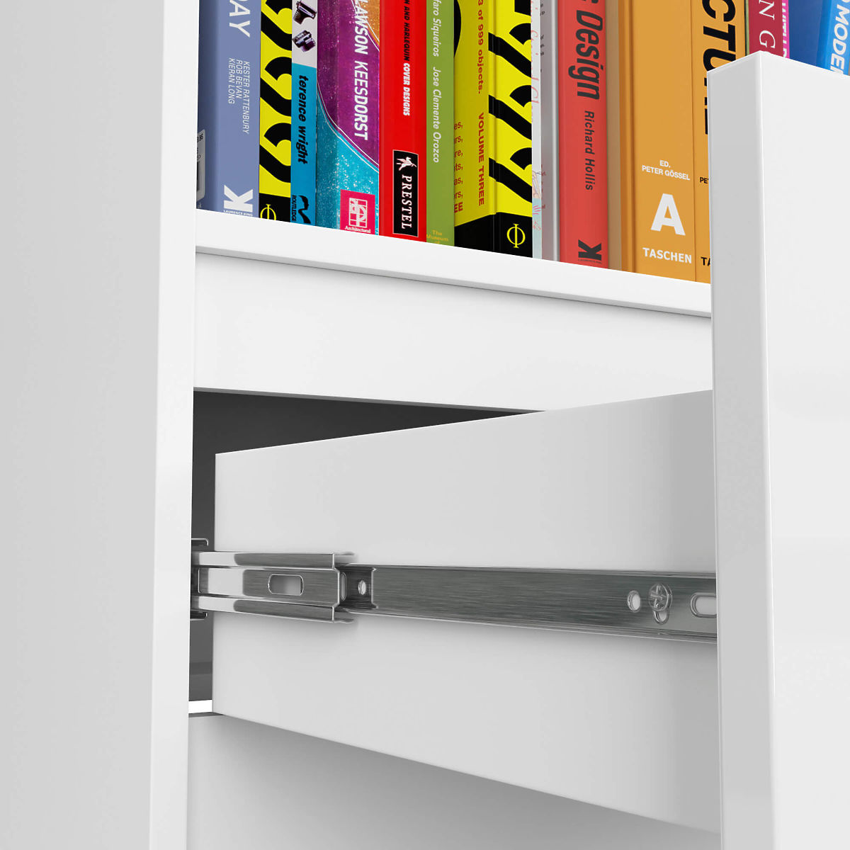 ÉTAGÈRE R60 1TI 4P CLP PK BLANC / BLANC BRILLANT