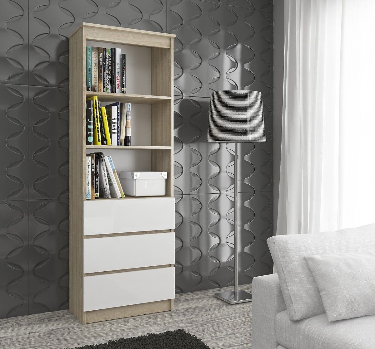 ÉTAGÈRE R60 3TI 2P CLP PK SONOMA / BLANC