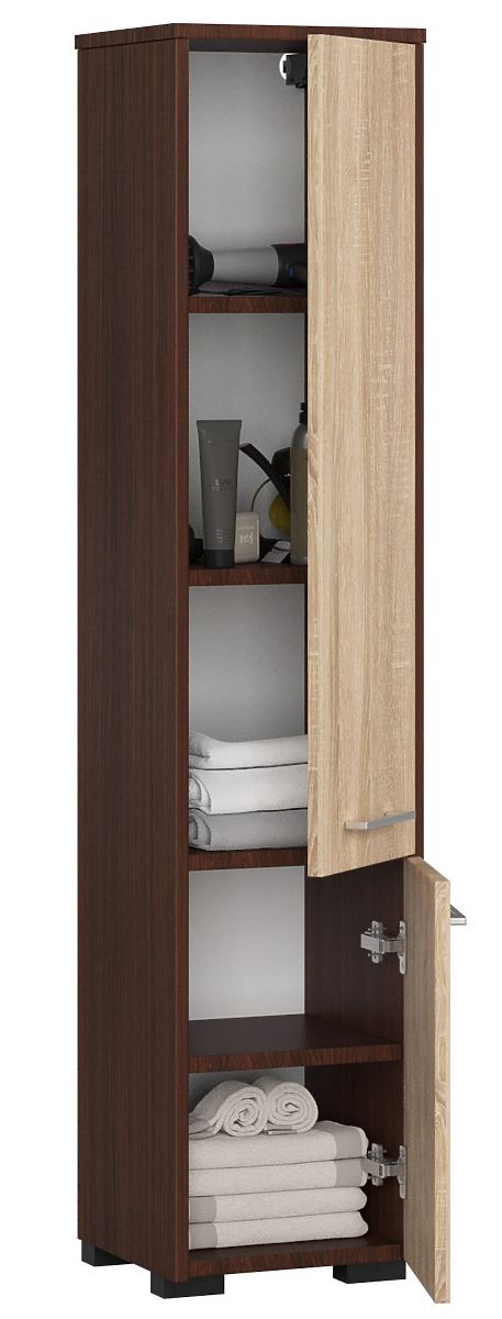 ÉTAGÈRE SALLE DE BAIN FIN COLONNE 30 2D 140cm VENGE / SONOMA