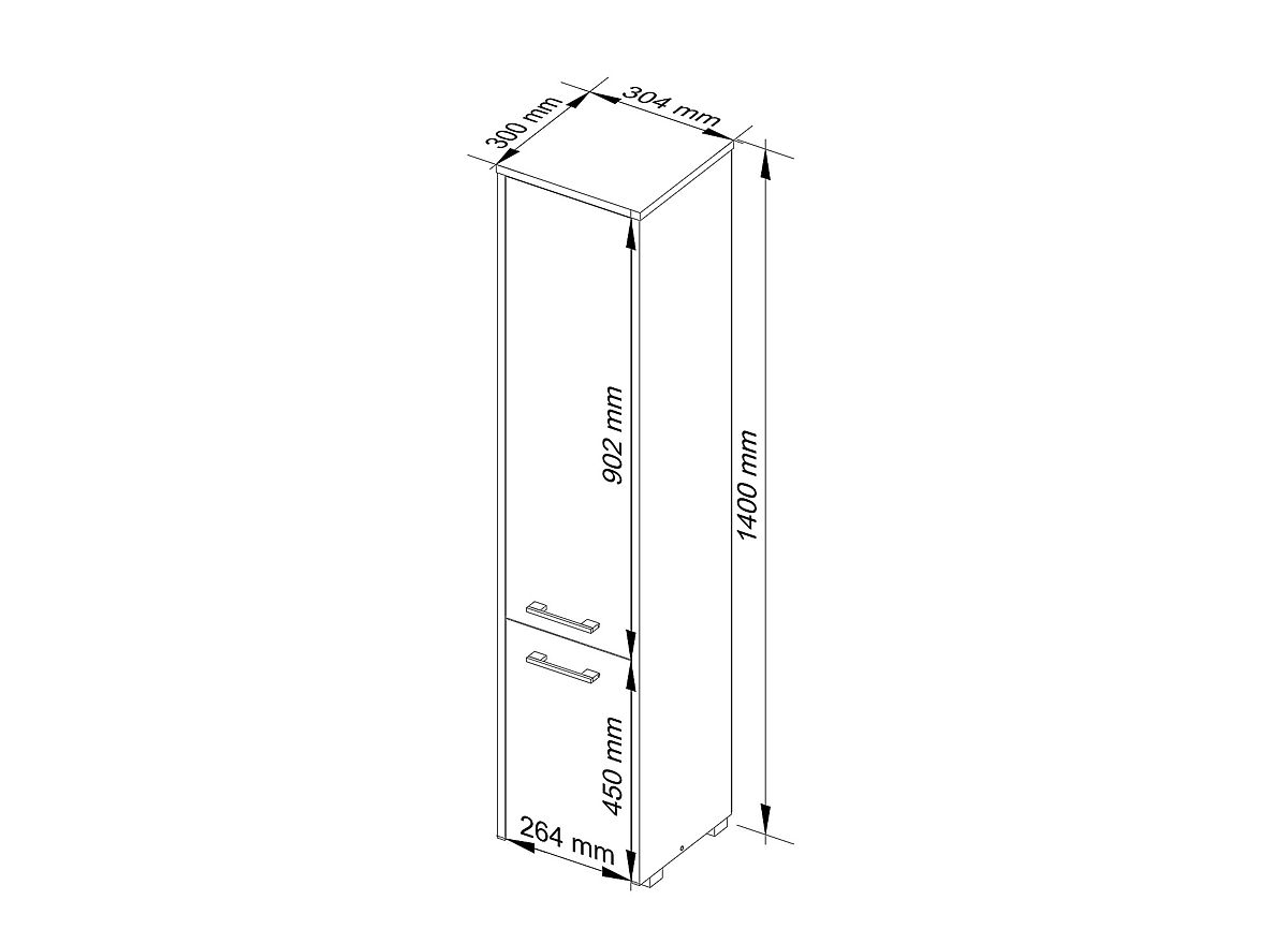 ÉTAGÈRE SALLE DE BAIN FIN COLONNE 30 2D 140cm VENGE / SONOMA