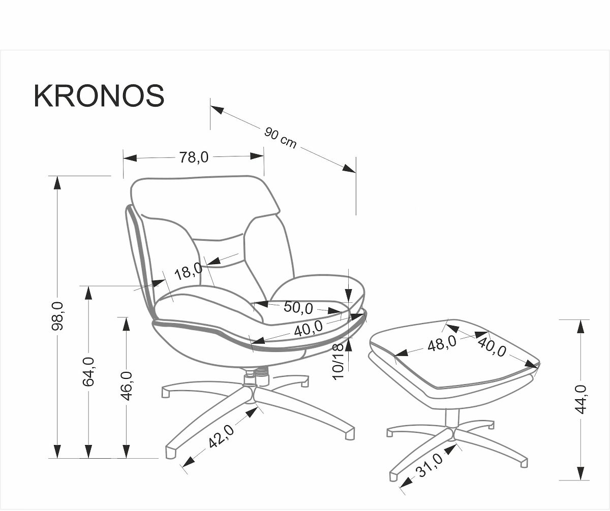 Fauteuil KRONOS avec repose-pieds, beige / multicolore (1p=1pc)