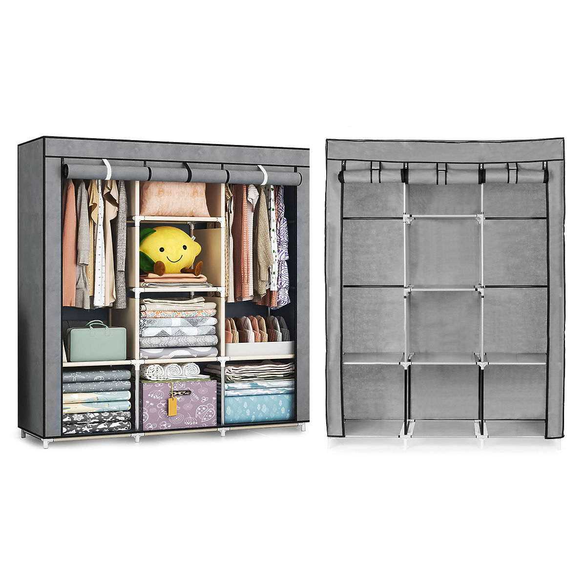 Grande armoire textile avec étagères pour vêtements et chaussures