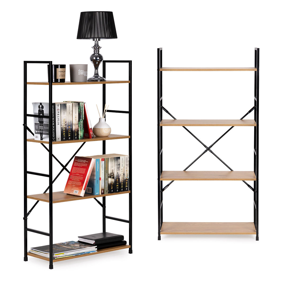 Large étagère en bois 4 étagères moderne LOFT