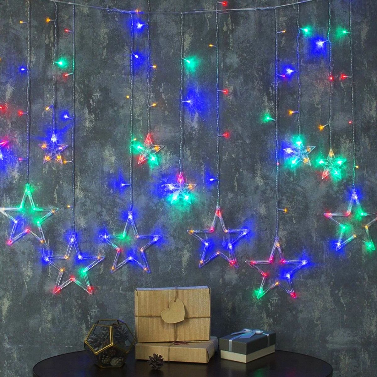 Rideau LED Étoiles Multicolores avec Télécommande CD002-138