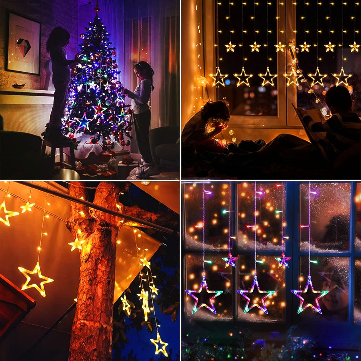 Rideau LED Étoiles Multicolores avec Télécommande CD002-138