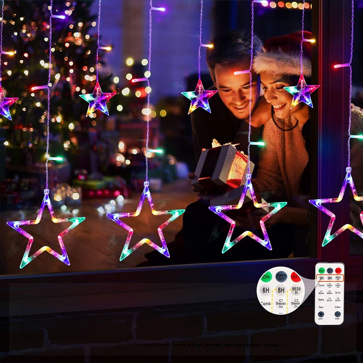 Rideau LED Étoiles Multicolores avec Télécommande GL2005