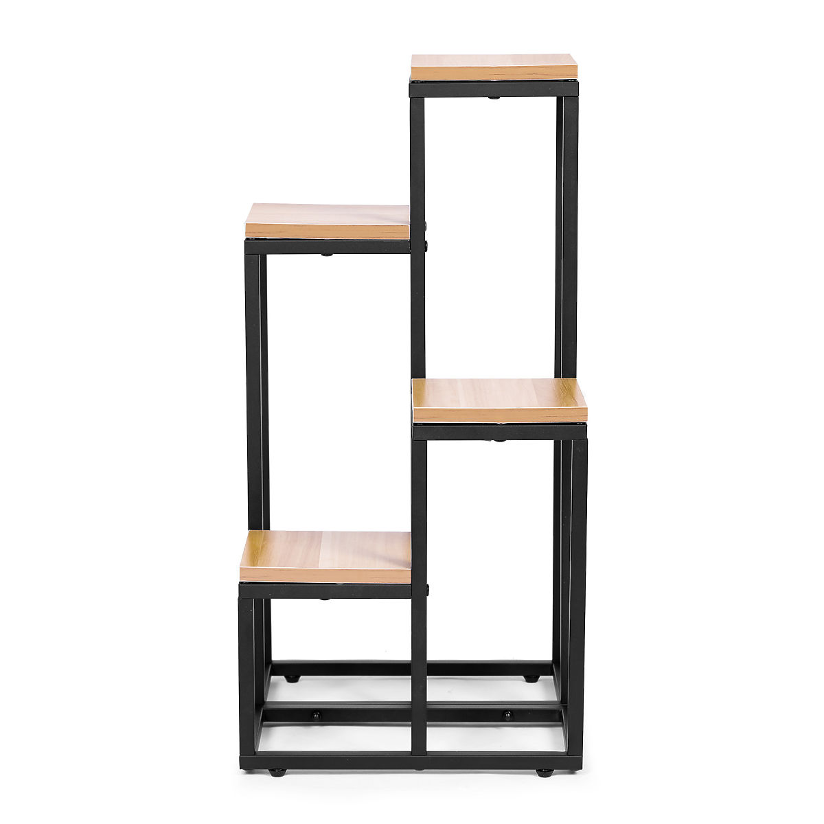 Support pour plantes étagère pour plantes décoration 4 étagères métal MDF noyer clair ModernHome