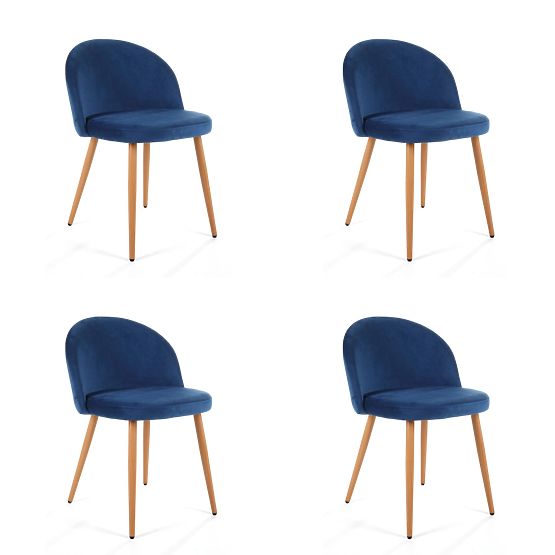 4 x Chaise tapissée en velours SJ.075 Bleu marine