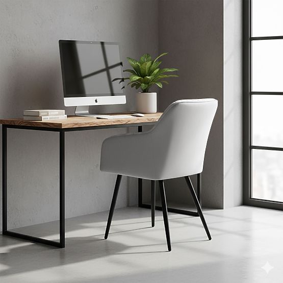 4x Chaise en velours capitonnée avec coutures Gris FLORENCE Pieds noirs