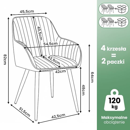 4x Chaise en velours capitonnée avec coutures Gris FLORENCE Pieds noirs