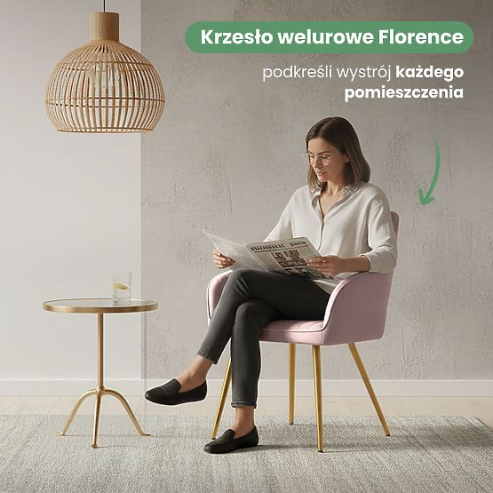 4x Chaise en Velours Capitonnée avec Surpiqûres Rose Poudré FLORENCE Pieds Dorés