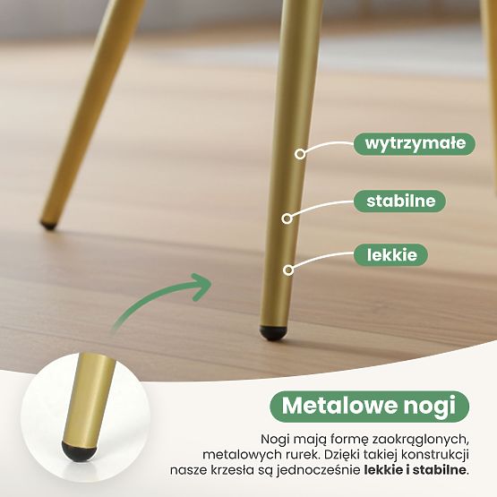 4x Chaise rembourrée avec surpiqûres carrées Beige LUXANO Pieds dorés