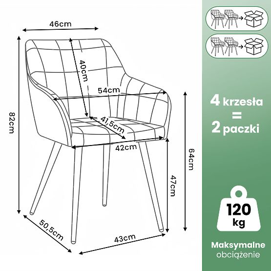 4x Chaise rembourrée avec surpiqûres carrées Beige LUXANO Pieds noirs tissu Lumos