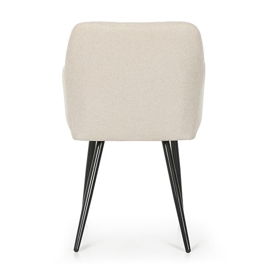 4x Chaise rembourrée avec surpiqûres carrées Beige LUXANO Pieds noirs tissu Lumos